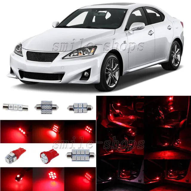 12X Pure Red LED Interior Lights Package Fit For 2006-2012 Lexus IS250 IS350 ISF