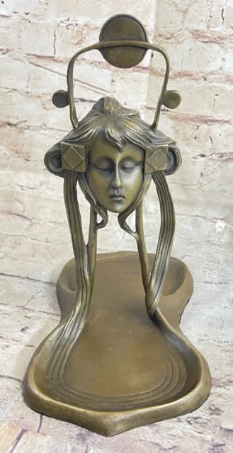 Art Deco Art Nouveau Austria Bronze Nude Lady Card Jewelry Trinket Tray Ashtray