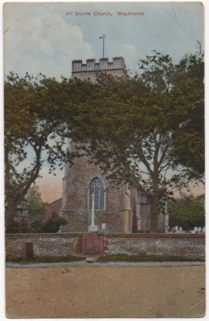 Vintage Farbe Postkarte Allerheiligen Kirche Weybourne Norfolk