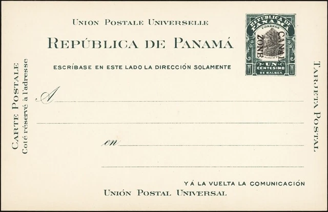 Canal Zone, 1908 .post Carte UX2, Excellent État