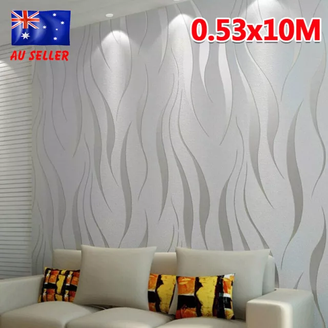 10M Silver Grey Luxury Geometric Wallpaper Wall Paper Modern Home Wall Decor AU