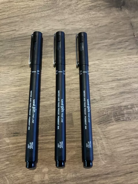 Letraset Fine Line Drawing Waterproof Pen Set of 3 - 0.1, 0.3, 0.5mm - Black