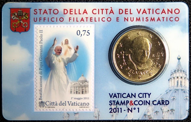 VA05011.2 - COIN CARD N°1 VATICAN - 2011 - 50 cents + timbre 75 cents
