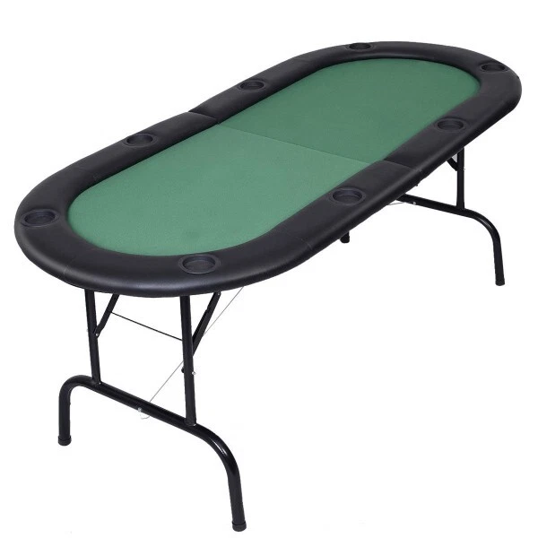 Foldable 8 Player Poker Table Casino Texas Holdem Folding Poker Play Table