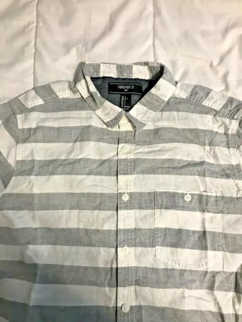 Forever 21 chambray striped shirt sz Large 3