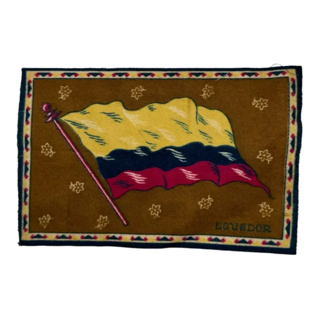 Antique Ecuador Flag Tobacco Felt 8”x5.5”
