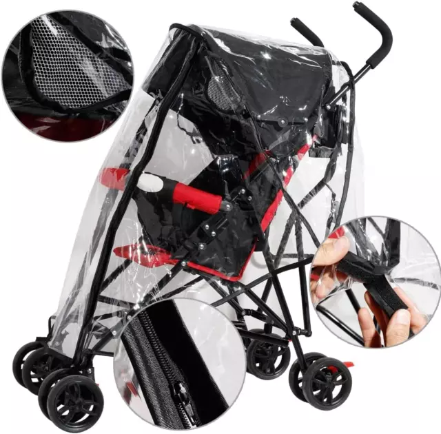 Universal Babywagen Regenbezug, Baby Buggy Regenbezug für Kinderwagen Kinderwagen Reißverschluss 2