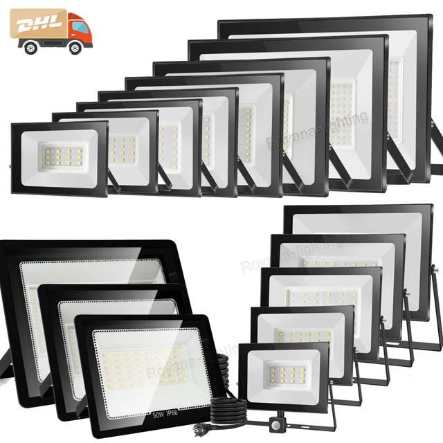 10W-300W LED Fluter mit Bewegungsmelder/Stecker Außen Strahler Scheinwerfer IP65