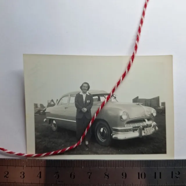 Vintage Photograph Classic Car Mercury Car Lady Woman  Standing Next To Car