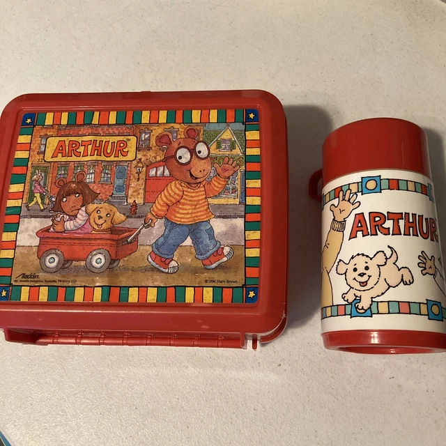 VINTAGE 1996 ARTHUR Aladdin Lunch Box W/ Thermos Marc Brown PBS Cartoon
