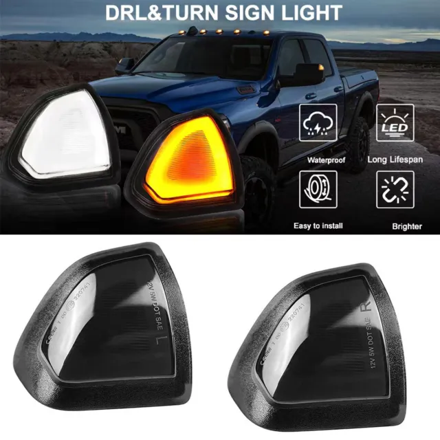 Pair LED Side Tow Mirror Turn Signal DRL Light For Dodge Ram 1500 2500 3500 4500