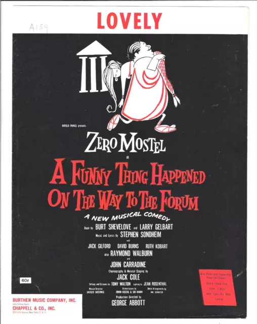 ZERO MOSTEL Sheet Music LOVELY / A FUNNY THING HAPPENED ON THE WAY TO THE FORUM