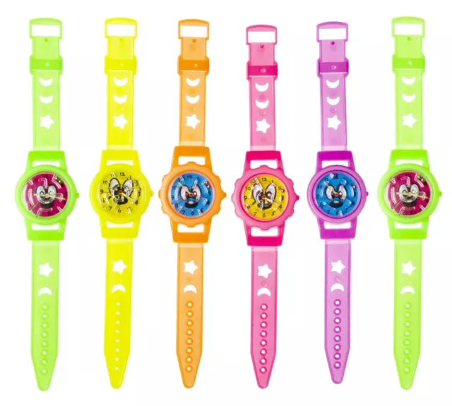 6 Neon Emoji Face Puzzle Watches - Pinata Toy Loot/Party Bag Fillers Childrens