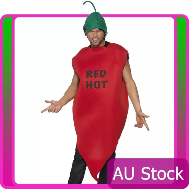 Adult Unisex Chilli Pepper Costume Smiffys Red Hot Vindaloo Mexican Fancy Dress