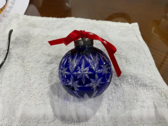 Waterford Crystal The Cased Cobalt Ball Blue Christmas Ornament no box
