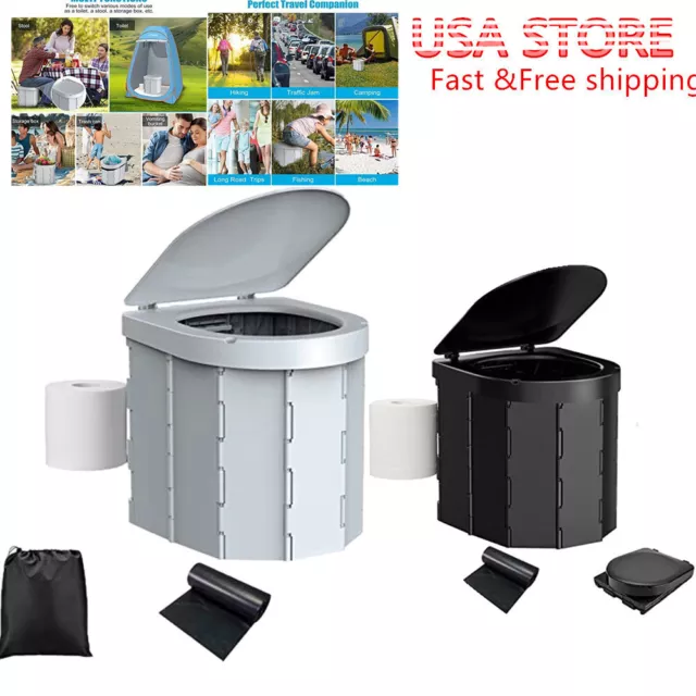 Upgrade XL Portable Folding Toilet for Camping, Compact Camping Potty with lid