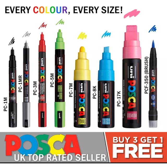 Uni Posca PC-7M Paint Marker Art Pens - Large Bullet Tip - All