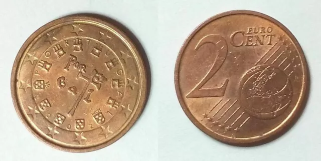 EURO Portugal 2002 2ct (69) 0,02€ ZWEI-Cent gelaufen zirkuliert aus Umlauf