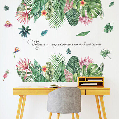 Tropical Leaves Wall Decals Removable Jungle Green Palms Tree Plant Wall Stic FL
