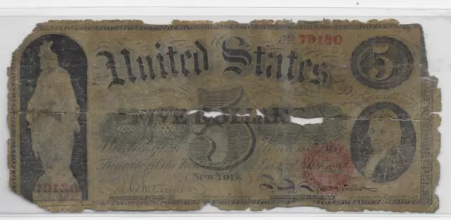 1863 $5 Legal Tender United States Note. Rare Early US Currency!