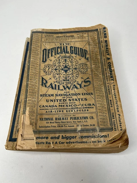THE OFFICIAL GUIDE RAILWAYS BOOK Sept. 1957 TRAIN RAILROAD EPHEMERA 10”