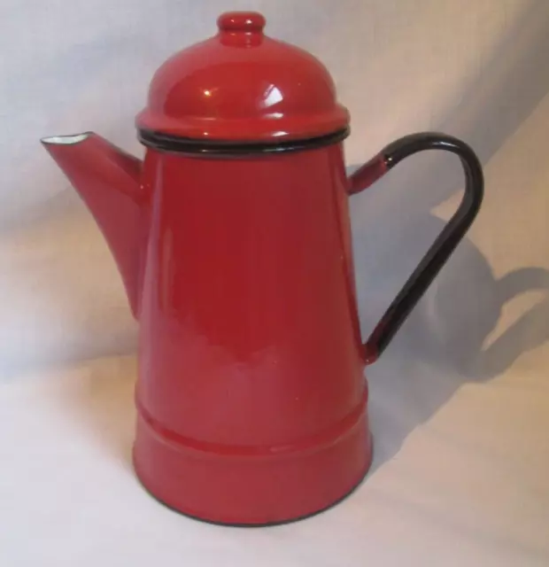 Vintage Retro Red Polish Enamel Coffee Pot