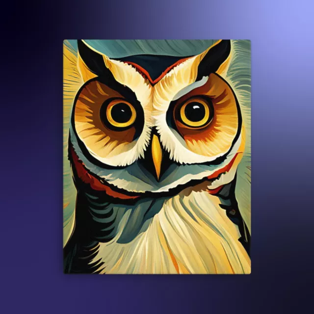 Owl Eyes Wide Open Beautiful Bird Portrait Canvas Print Painting Art Wall Decor