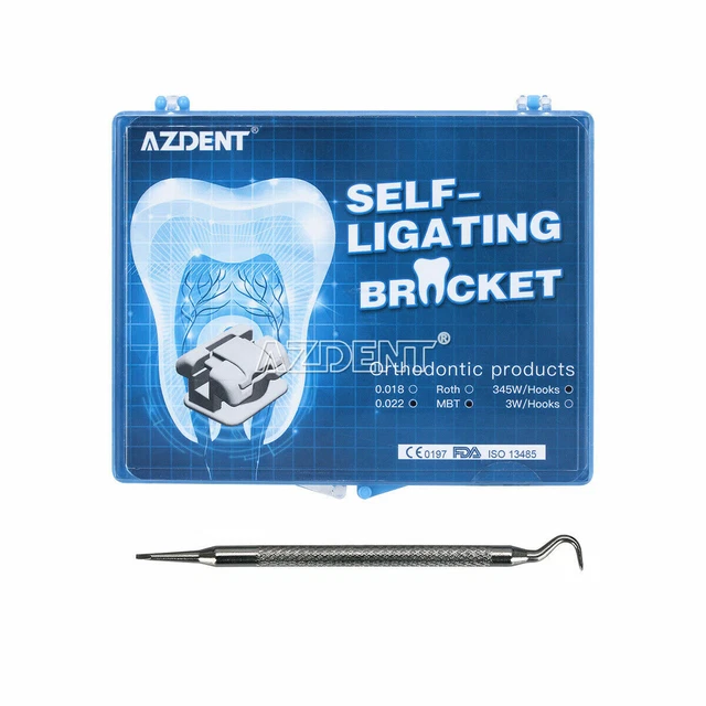 Dental Self-Ligating Brackets MBT .022 Slot 345 hook+Buccal Tubes Metal AZDENT
