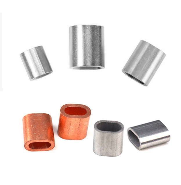 Cable Crimps Sleeves Cable Ferrule For Wire Rope Copper / Stainless Steel M1~M8