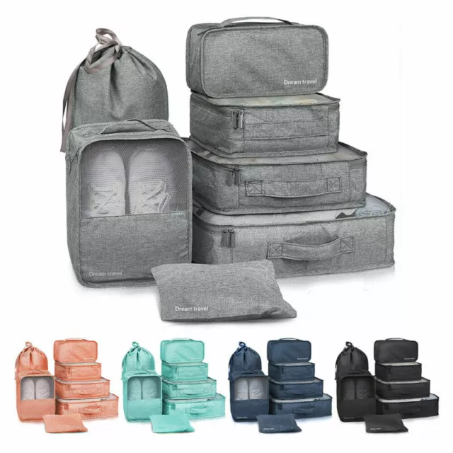 8/6 Pack Travel Luggage Organiser Set Suitcase Storage Bag Clothing Packing Cube