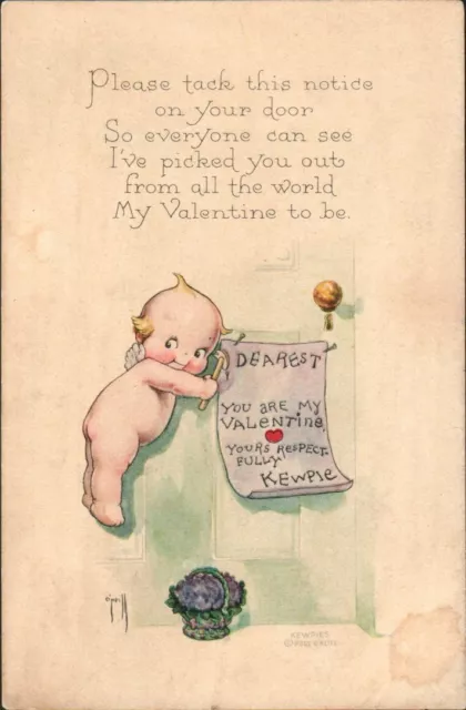 KEWPIE PROCLAMATION, A/S ROSE O'NEILL Authentic Vintage 1924 VALENTINE Postcard