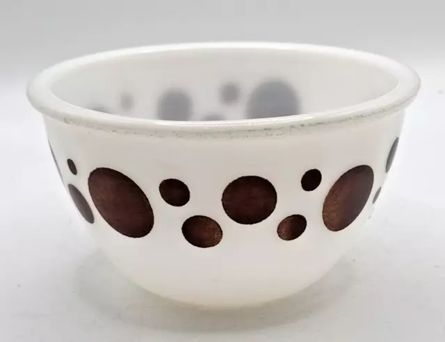 Hazel Atlas Polka Dot Brown Dot Mixing Bowl Sml Bowl From Nesting Set Milk Glass
