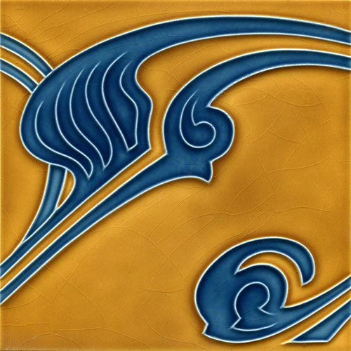 Art Nouveau Vintage Ceramic Tile Azulejo German Trivet Majolica Reproduction