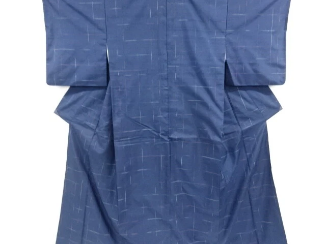 6049927: Japanese Kimono / Antique Kimono / Tsumugi / Woven Grid
