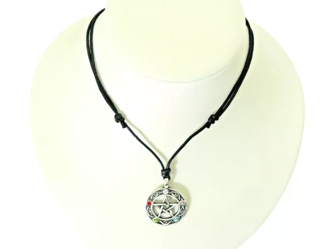 Pentacle of Life Pendant Necklace 5 beads Pentagram Druid Pagan Wiccan Jewellery 2