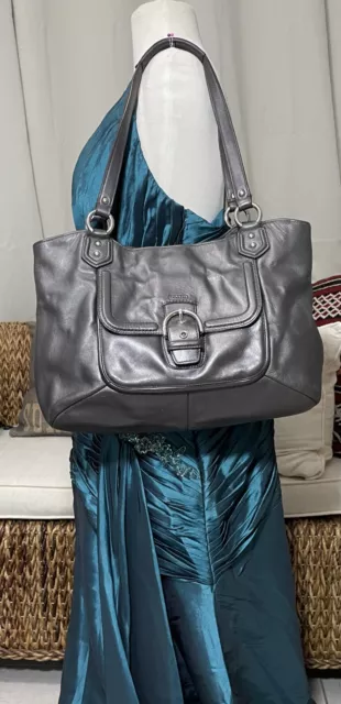 Coach F24961 Silver Hematite Campbell Large Carryall Tote Shoulder Bag (Car-143)