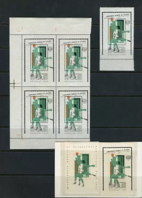 URUGUAY C349 MNH Sports, Volleyball Block of 4 + 3 singles Air Mail $5. ...