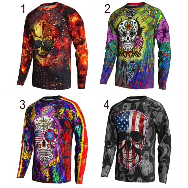 Jersey Cycling Skull Wear Bike Motorcycle Long Sleeve Shirt Bicycle Ride Apparel