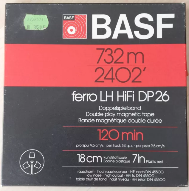 BASF Doppel spiel Ton band DP26 ferro LH HiFi 120 min 18 cm 7 Inch OVP Rar Top