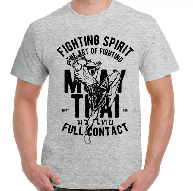 Muay Thai T-Shirt Mens Martial Arts MMA Kick Boxing Training Top Full Contact