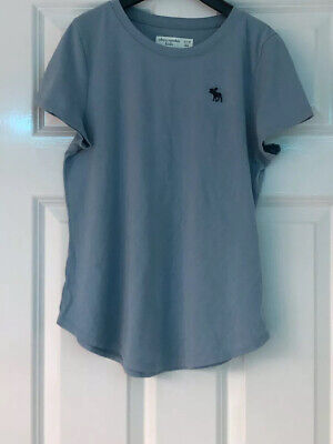 BNWOT Abercrombie Size 11-12 Years Girls Blue Short Sleeve Logo T-Shirt