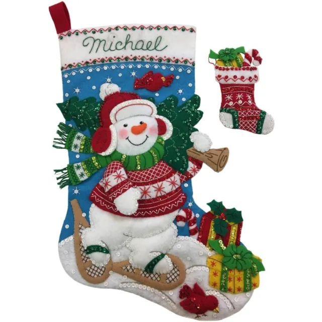 Bucilla Felt Applique Christmas Stocking Kit NORDIC SNOWMAN 18 inch