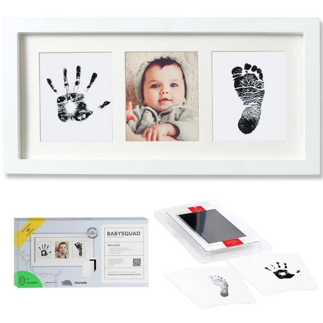 Baby Prints Newborn Handprint and Footprint Picture Frame Keepsake Kit, 13.5 x 7