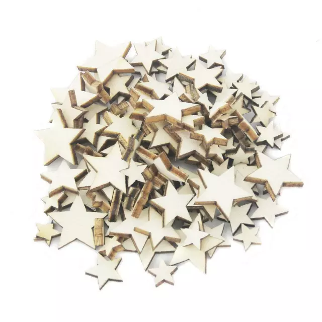 100 Pieces Wooden Mini Mixed Wood Stars Craft Cardmaking Scrapbooking