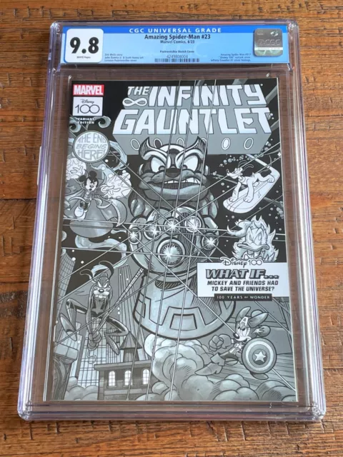 Amazing Spider-Man 23 Cgc 9.8 Disney 1:100 Ri B&W Variant Infinity Gauntlet #1