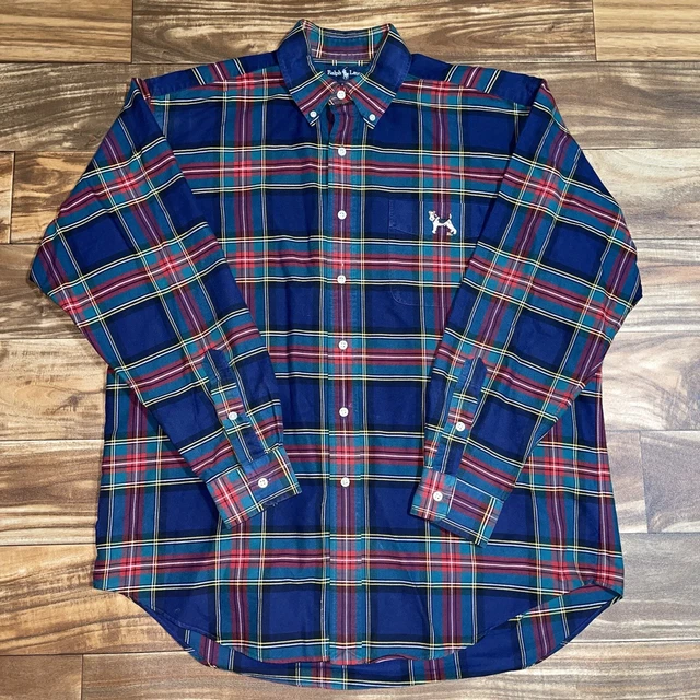 VTG 90s Polo Ralph Lauren Scottish Dog Men’s L/XL Button Down Shirt Plaid Blake VTG 90s Polo Ralph Lauren Scottish Dog Men’s L/XL Button Down Shirt Plaid Blake