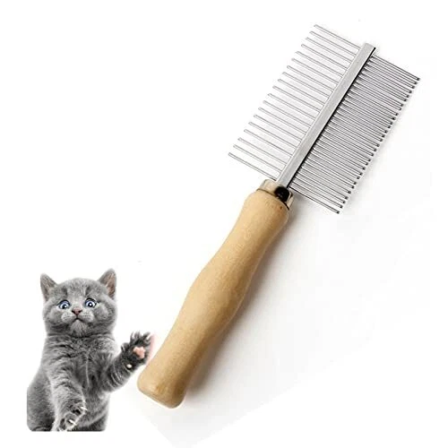 Dog Cat Pet Comb Double-Sided Grooming Brush Metal Comb for Loosening up...