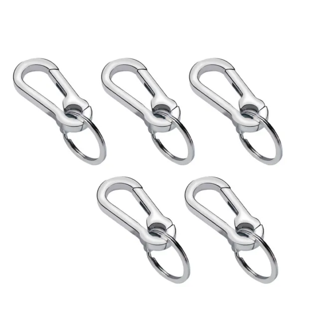 5 Pcs Stainless Steel Key Ring Carabiner Clip Keyring Chain