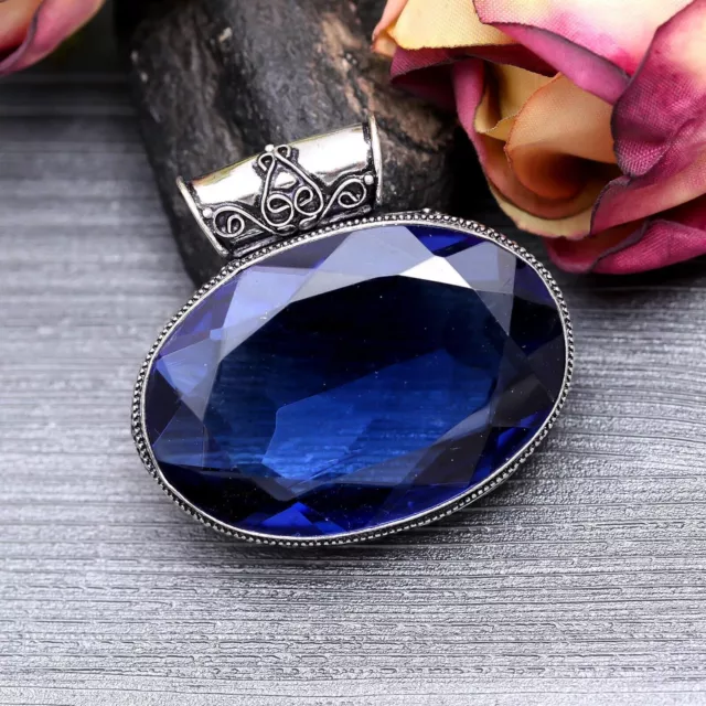 Tanzanite Gemstone 925 Sterling Silver Pendant Handmade Jewelry Gift For Her