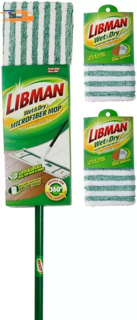 Libman Wet & Dry Microfiber Mop Kit plus Refills | Dust Mop for Hardwood Floors